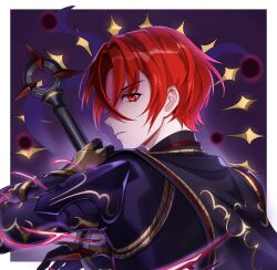 Rule 34 | 1boy, aura, bikini boody, black cape, cape, crossed bangs, dark aura, dark persona, fire emblem, fire emblem engage, fire emblem heroes, highres, looking at viewer, male alear (fell dragon) (fire emblem), male alear (fell dragon child) (fire emblem), male alear (fire emblem), male focus, nintendo, official alternate color, official alternate eye color, official alternate hair color, red aura, red eyes, red hair