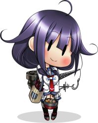 10s 1girl ahoge blush breasts bucket carrot carrying chibi female_focus full_body hair_ornament hair_tubes holding hook jewelry kantai_collection long_hair long_sleeves low_twintails magatama miyatabi-touya neckerchief necklace necktie pantyhose personification potato ribbon-trimmed_collar ribbon-trimmed_skirt ribbon-trimmed_sleeves ribbon_trim sandals shadow smile solid_oval_eyes solo standing taigei_(kancolle) torpedo tower transparent_background twintails v_arms