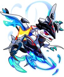 1other animal dragon dragon_village_(series) dragon_village_collection eye_trail fins fish fish_tail furry game_cg gills holding holding_weapon light_trail looking_at_viewer lowres maritus_(aquris)_(dragon_village) no_humans official_art red_eyes swordfish tail third-party_source transparent_background water weapon