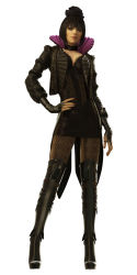 1girl 3d deus_ex deus_ex:_human_revolution eliza_cassan female_focus full_body hand_on_own_hip official_art renaissance simple_background solo standing white_background
