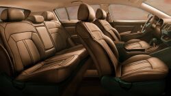 car_interior car_seat from_side highres leather no_humans non-web_source official_art orange_theme our_life:_beginnings_and_always scenery steering_wheel sunset warm_colored window_light