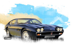 2024 artist_name black_car car commentary_request grass highres logo maserati maserati_ghibli motor_vehicle nimbus_goldbrum no_humans original pop-up_headlights silhouette simple_background sports_car vehicle_focus