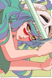 Rule 34 | 1girl, bleach, breasts, green eyes, green hair, highres, large breasts, long hair, looking at viewer, nelliel tu odelschwanck, solo, strikek-lvvjm27, underboob