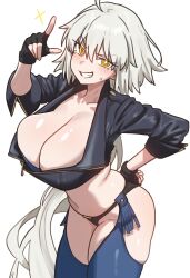 Rule 34 | 1girl, angel (kof), angel (kof) (cosplay), blush, breasts, cleavage, cosplay, ebora, fate/grand order, fate (series), highres, jeanne d&#039;arc alter (fate), large breasts, long hair, long sleeves, looking at viewer, smile, solo, the king of fighters