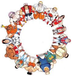 1girl 6+boys andy_bogard ankle_wrap axel_hawk bald bare_shoulders barefoot baseball_cap beard belt biceps big_bear big_hair billy_kane black_belt black_gloves blonde_hair blue_eyes boots boxing_gloves breasts brothers brown_hair championship_belt cheng_sinzan circle_formation cleavage closed_eyes closed_mouth collarbone cross_scar dark-skinned_male dark_skin denim dobok dougi duck_king facial_hair fat fat_man fatal_fury fatal_fury_special fingerless_gloves flame_print full_body geese_howard geta gloves green_tunic grin hachimaki hair_down hakama hakama_skirt hand_wraps hat headband hood hoodie japanese_clothes jeans jewelry joe_higashi kim_kaphwan large_breasts laurence_blood long_hair looking_at_viewer looking_up mohawk mori_toshiaki multiple_boys muscular muscular_male mustache official_art old old_man orange_hoodie orange_shorts pants pectoral_cleavage pectorals ponytail purple_hair red_gloves red_hakama red_vest scar scar_on_face scar_on_forehead shadow shiranui_mai shirt shoes short_hair shorts siblings simple_background skirt sleeveless smile sneakers snk standing sunglasses teeth terry_bogard thick_eyebrows toeless_legwear topless_male tung_fue_rue tunic vambraces vest white_background white_gloves white_shirt wolfgang_krauser wrist_guards wrist_wrap yamada_jubei