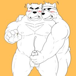 +++ 2boys ^^^ anger_vein animal_ears arm_around_shoulder armpit_hair ass bandana bara bare_pectorals bear_boy bear_ears bear_tail belly biceps blush closed_eyes collarbone commentary_request cum donkan_(goujuyu) ejaculation erection foreskin furry furry_male handjob highres incest juuichi_mikazuki kenji_mikazuki looking_at_another male_focus morenatsu multiple_boys muscular muscular_male navel nipples pectorals penis plump smile tail testicles yaoi