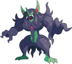 Rule 34 | artist request, fangs, full body, gen 8 pokemon, grimmsnarl, nintendo, official art, open mouth, pointy ears, pointy nose, pokemon, pokemon (creature), pokemon focus, pokemon swsh, red eyes, solo, standing, teeth, third-party source, transparent background