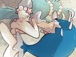 blue_hair closed_eyes colored_eyelashes colored_skin gen_7_pokemon long_hair nintendo no_humans pokemon pokemon_(creature) pokemon_focus primarina sleeping solo sstoh very_long_hair white_eyelashes white_skin