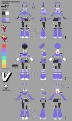 1other absurdres black_skirt boots copyright_logo epebe headphones highres jacket official_alternate_costume official_art purple_boots purple_jacket purple_shirt purple_skirt rainbow_belt reference_sheet shirt skirt two-tone_skirt virtual_youtuber vshojo vshojo_idol_uniform_(candy_pop) white_boots