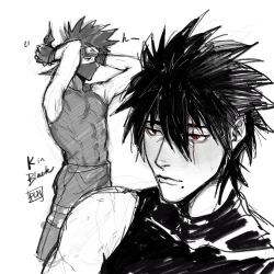 Rule 34 | 1boy, alternate hair color, black hair, hatake kakashi, lips, male focus, mask, mi lu zaosheng, mole, mole under mouth, mouth mask, naruto (series), red eyes, sharingan, sleeveless, spiked hair, toned, toned male