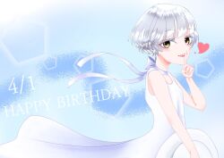 act-age angel angelic bad_tag calm clean momoshiro_chiyoko non-web_source pale_color short_hair simple_background smile solo white_hair yellow_eyes