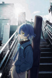 1girl am00-07 bad_link blue_hair bocchi_the_rock! headphones highres yamada_ryo yellow_eyes
