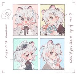 1girl animal bad_tag blush bow collared english_text guanfive highres maid non-web_source upper watermark