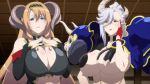 3girls animated ara_ara armor ass belial_(sin_nanatsu_no_taizai) belphegor_(the_seven_deadly_sins) blonde_hair blue_eyes breasts colored_skin dark-skinned_female dark_skin glasses heterochromia highres horns huge_ass huge_breasts mammon_(sin_nanatsu_no_taizai) multiple_girls nipples red_eyes revealing_clothes sin_nanatsu_no_taizai sound tanga the_seven_deadly_sins video white_hair white_skin yellow_eye
