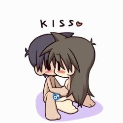 1boy 1girl animated animated_gif censored chibi hetero ikkyuu kamasutra kiss lowres tagme