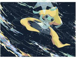 awai_(pixiv29777040) border cloud full_body gen_3_pokemon grey_eyes jirachi legendary_pokemon looking_ahead mythical_pokemon nintendo no_humans open_mouth pokemon pokemon:_jirachi:_wish_maker pokemon_(anime) pokemon_(creature) pokemon_rse_(anime) solo star_(sky) star_(symbol) tanzaku white_border
