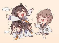Rule 34 | 2girls, :3, afterimage, anchor necklace, black hair, black pantyhose, black sailor collar, bob cut, brown eyes, brown hair, closed eyes, dress, feet out of frame, grey neckerchief, hat, inverted bob, jewelry, kantai collection, mini hat, mok4suke, multiple girls, neckerchief, necklace, pantyhose, sailor collar, short hair, short hair with long locks, sidelocks, sitting, smile, smokestack hair ornament, speaking tube headset, speech bubble, tied dress, tokitsukaze (kancolle), white dress, yellow neckerchief, yukikaze (kancolle), yukikaze kai ni (kancolle)