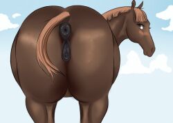 animal animal_focus animated animated_gif anus ass from_behind fur furry horse looking_back mare nikuyoku_(benji-buttn) no_humans nude pussy solo standing tagme tail tail_raised thighs