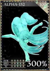 1girl alpha-152 ass bad_id bad_pixiv_id blue_skin colored_skin dead_or_alive deeezel female_focus flexible foreshortening kicking long_hair monster_girl nude slime_girl solo