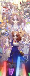 Rule 34 | 6+girls, ^ ^, agnes digital (lovely jiangshi) (umamusume), agnes digital (umamusume), ahoge, animal ears, arms up, bag, belt, between breasts, blue jacket, blue skirt, blue vest, blush, bow, bowtie, breasts, brown hair, closed eyes, collared shirt, cup, daitaku helios (sunshine angel) (umamusume), daitaku helios (umamusume), dress, drinking, epaulettes, ffr new, gloves, glowstick, gold ship (umamusume), grey hair, hairband, halo, hat, highres, holding, holding cup, horns, horse ears, horse girl, horse tail, hug, hug from behind, jacket, japanese clothes, kimono, long hair, long sleeves, looking at viewer, medium breasts, medium hair, meisho doto (dot-o&#039;-lantern) (umamusume), meisho doto (padding sores should she go flying) (umamusume), meisho doto (umamusume), mejiro palmer (umamusume), multicolored hair, multiple girls, o o, ofuda, open mouth, orange hair, outstretched arms, own hands together, pink kimono, pointing, pointing at viewer, purple eyes, purple shirt, reaching, reaching towards viewer, school uniform, selfie, selfie stick, shinko windy (burst out! the demon king&#039;s army of terror) (umamusume), shinko windy (umamusume), shirt, short hair, shoulder bag, skirt, smile, solo focus, sparkle, strap between breasts, streaked hair, t.m. opera o (blue dazzle) (umamusume), t.m. opera o (umamusume), taiki shuttle (umamusume), tail, tearing up, tracen school uniform, umamusume, vest, white dress, white gloves, white shirt, white skirt, yakisoba