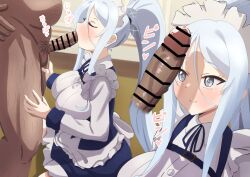 Rule 34 | 1boy, 1girl, fellatio, highres, kneeling, maid, oral, penis awe, raibado, sylpha (dai nana oji), tensei shitara dai nana oji datta no de: kimama ni majutsu o kiwamemasu
