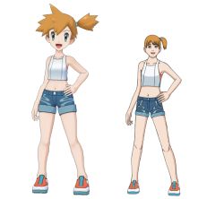3d gen_1_pokemon grey_eyes midriff misty_(pokemon) nintendo orange_hair pokemon pokemon_(creature) pokemon_lgpe pokemon_masters_ex self-upload shorts side_ponytail