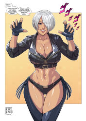 1girl absurdres angel_(kof) artist_name breasts cirenk cleavage gloves highres jacket large_breasts the_king_of_fighters