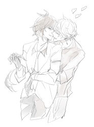 Rule 34 | 004s 4, 2boys, almost kiss, arms around another&#039;s waist, arms around waist, couple, genshin impact, guitar, heart, image sample, instrument, multiple boys, pixiv, pixiv sample, tartaglia (genshin impact), white background, yaoi, zhongli (genshin impact)