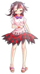 Rule 34 | 1girl, alphes (style), black hair, blush, bracelet, brown sandals, commentary request, dairi, dress, full body, grey horns, horns, jewelry, kijin seija, large variant set, multicolored dress, multicolored hair, parody, pigeon-toed, pink hair, puffy sleeves, sandals, short sleeves, small horns, solo, style parody, tachi-e, touhou, transparent background, variant set, white dress