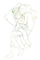 Rule 34 | 2girls, asakusa midori, asymmetrical bangs, closed eyes, commentary, eizouken ni wa te wo dasu na!, freckles, goblet 42, greyscale, highres, kanamori sayaka, long hair, monochrome, multiple girls, nose bubble, pillow, simple background, sketch, sleeping, white background