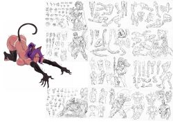 absurdres anatomy animal_ears ass batman black_cat_(marvel) bleach breasts cat_ears cat_tail dark-skinned_female dark_skin dc_comics elbow_gloves gloves highres large_breasts marvel monochrome multiple_boys multiple_girls purple_hair rakusakugk rogue_(x-men) shihouin_yoruichi sketch stretching superman tail the_flash thighhighs wonder_woman