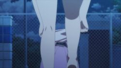 1girl animated anime_screenshot bra breasts cleavage dressing highres kneepits legs long_hair medium_breasts naruse_shiroha panties panty_lift sound summer_pockets tagme underwear underwear_only video white_bra white_hair white_panties