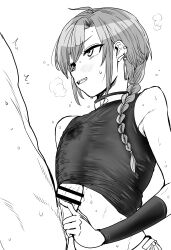 2boys absurdres bar_censor bare_shoulders blush braid censored clothed_male_nude_male ear_piercing earrings hair_between_eyes highres jewelry kaiman_garupan long_hair looking_at_another male_focus multiple_boys naizuri nijisanji nude open_mouth paizuri penis piercing pointless_censoring ryuushen simple_background single_braid single_earring steam sweat teeth tongue trap twitching upper_teeth_only veins veiny_penis virtual_youtuber white_background yaoi