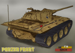 absurdres artist_request caterpillar_tracks commentary_request cross emblem entwicklung-79 grey_background highres iron_cross military military_vehicle motor_vehicle no_humans panzer_front tank tank_shell traditional_media vehicle_focus