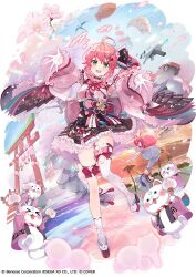 1girl benesse brown_skirt hololive risdom sakura_miko side_ponytail skirt torii