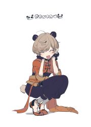 Rule 34 | 1boy, animal ears, chinese clothes, closed eyes, clothing request, dankira!!!, facing viewer, light brown hair, male focus, miki nozomu, mole, mole under eye, open mouth, panda boy, panda ears, panda tail, short hair, sketch, sneezecoon, solo