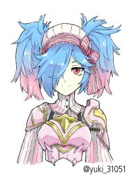 1girl armor blue_hair breastplate fire_emblem fire_emblem_fates gradient_hair hair_over_one_eye highres looking_at_viewer multicolored_hair nintendo peri_(fire_emblem) pink_hair red_eyes smile solo twintails two-tone_hair upper_body yuuki_(yu-ki0701)