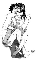2boys anal arms_around_neck baisha barefoot blush brian_pasternack clothed_male_nude_male clothed_sex clothes_grab cropped_legs crying crying_with_eyes_open dark-skinned_male dark_skin from_behind glasses greyscale inay_doshi knees leg_lock lifting_person long_hair male_focus monochrome motion_lines multiple_boys nude pants ponytail raised_inner_eyebrows rectangular_eyewear rolling_eyes screentones sex shaded_face short_hair simple_background sleeves_rolled_up sound_effects suspended_congress sweat tears toe_scrunch translation_request very_short_hair very_sweaty watch white_background wristwatch yaoi yuppie_psycho