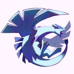 absurdres black_eyes commentary creatures_(company) english_commentary fang from_side full_body game_freak gen_2_pokemon highres legendary_pokemon lugia megadinkloid nintendo no_humans open_mouth pokemon pokemon_(creature) pokemon_focus solo toes tongue