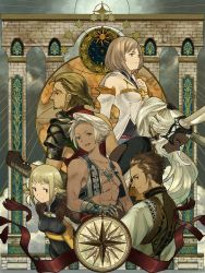 animal_ears armor artist_request ashelia_b&#039;nargin_dalmasca balflear basch_fon_ronsenburg belt black_hair blonde_hair blue_eyes bow_(weapon) breasts brown_hair dark_skin ears_through_headwear final_fantasy final_fantasy_xii fingernails fran_(ff12) helmet high_heels highres larsa_ferrinas_solidor lips long_fingernails long_hair miniskirt multiple_boys multiple_girls penelo rabbit_ears revealing_clothes short_hair shoulder_armor skirt sword thighhighs vaan_(ff12) vambraces viera weapon white_hair