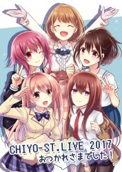 5girls brown_hair chaos;child chaos;head highres japanese_text long_hair makise_kurisu multiple_girls narusawa_ryouka nishijou_myu occultic;nine onoe_serika robotics;notes sakihata_rimi senomiya_akiho steins;gate tagme