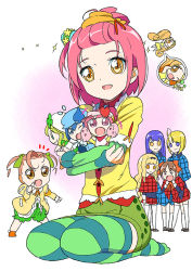 2boys 6+girls child dia_(shugo_chara!) fujisaki_nagihiko guardian_chara hinamori_ami hinamori_amu hotori_tadase hug kawasaki_kazuhiko kneeling mashiro_rima miki_(shugo_chara!) mini_person minigirl multiple_boys multiple_girls pink_hair ran_(shugo_chara!) shugo_chara! striped_clothes striped_legwear striped_thighhighs suu_(shugo_chara!) thighhighs yuiki_yaya