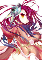 1girl android animal_hood from_side fur_trim hair_ornament highres hood hood_down hoodie looking_at_viewer naked_hoodie no_game_no_life no_game_no_life_zero purple_hair robot_ears same shuvi_(no_game_no_life) thick_thighs thighs yellow_eyes