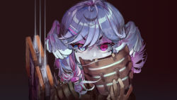 Rule 34 | 1girl, blue eyes, chiznon, cosplay, dead space, dragon girl, head wings, helmet, heterochromia, holding, holding weapon, isaac clarke, isaac clarke (cosplay), laser, laser pointer projection, laser sight, looking at viewer, medium hair, nijisanji, nijisanji en, plasma cutter, purple eyes, purple hair, selen tatsuki, slit pupils, solo, upper body, virtual youtuber, weapon, wings