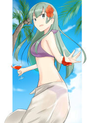 1girl alcohol bikini cup drinking_glass izumi_subaru kantai_collection smile suzuya_(kancolle) swimsuit tagme wine wine_glass