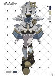 amane_kanata angel angel_wings asymmetrical_bangs feathered_wings gradient_wings halo hololive ida_(idalol490) mini_wings multicolored_wings single_hair_intake star_halo virtual_youtuber white_wings wings