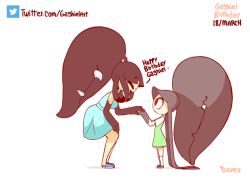 2girls animated birthday creatures_(company) diives game_freak gen_3_pokemon gift mawile multiple_girls nintendo no_humans pokemon pokemon_(creature) school_uniform
