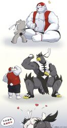 2boys ass bara baseball_cap bear_boy belly commentary_request fat flaccid furry furry_male furry_with_furry gen_8_pokemon glasses hat highres holding holding_poke_ball interspecies kubfu legendary_pokemon llazyloong multiple_boys muscular muscular_male nintendo nipples open_clothes open_vest original penis plump poke_ball pokemon pokemon_(creature) socks tail testicles translation_request urshifu urshifu_(single) vest white_fur yaoi