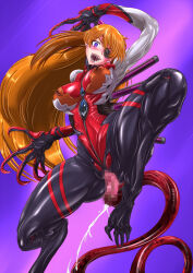1futa armpits blue_eyes body_modification breasts censored claws colored_skin corruption damu_otoko dark_persona drooling eyepatch futanari hair_between_eyes hair_ornament highres large_breasts long_hair looking_at_viewer mecha_pilot_suit multicolored_skin neon_genesis_evangelion open_mouth orange_hair penis plugsuit_(evangelion) saliva saliva_trail sharp_teeth solo souryuu_asuka_langley swept_bangs symbiote tail teeth transformation very_long_hair