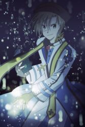 Rule 34 | 1boy, arch bishop (ragnarok online), black choker, black gloves, blonde hair, blue coat, blurry, bokeh, book, brown hat, choker, closed mouth, coat, commentary request, cowboy shot, cropped jacket, cross, cross choker, cross necklace, cross of prontera, dated commentary, depth of field, fingerless gloves, gloves, green eyes, hat, holding, holding book, jacket, jewelry, long sleeves, looking at viewer, male focus, necklace, newsboy cap, pants, purple background, ragnarok online, sharari, short hair, smile, solo, white jacket, white pants